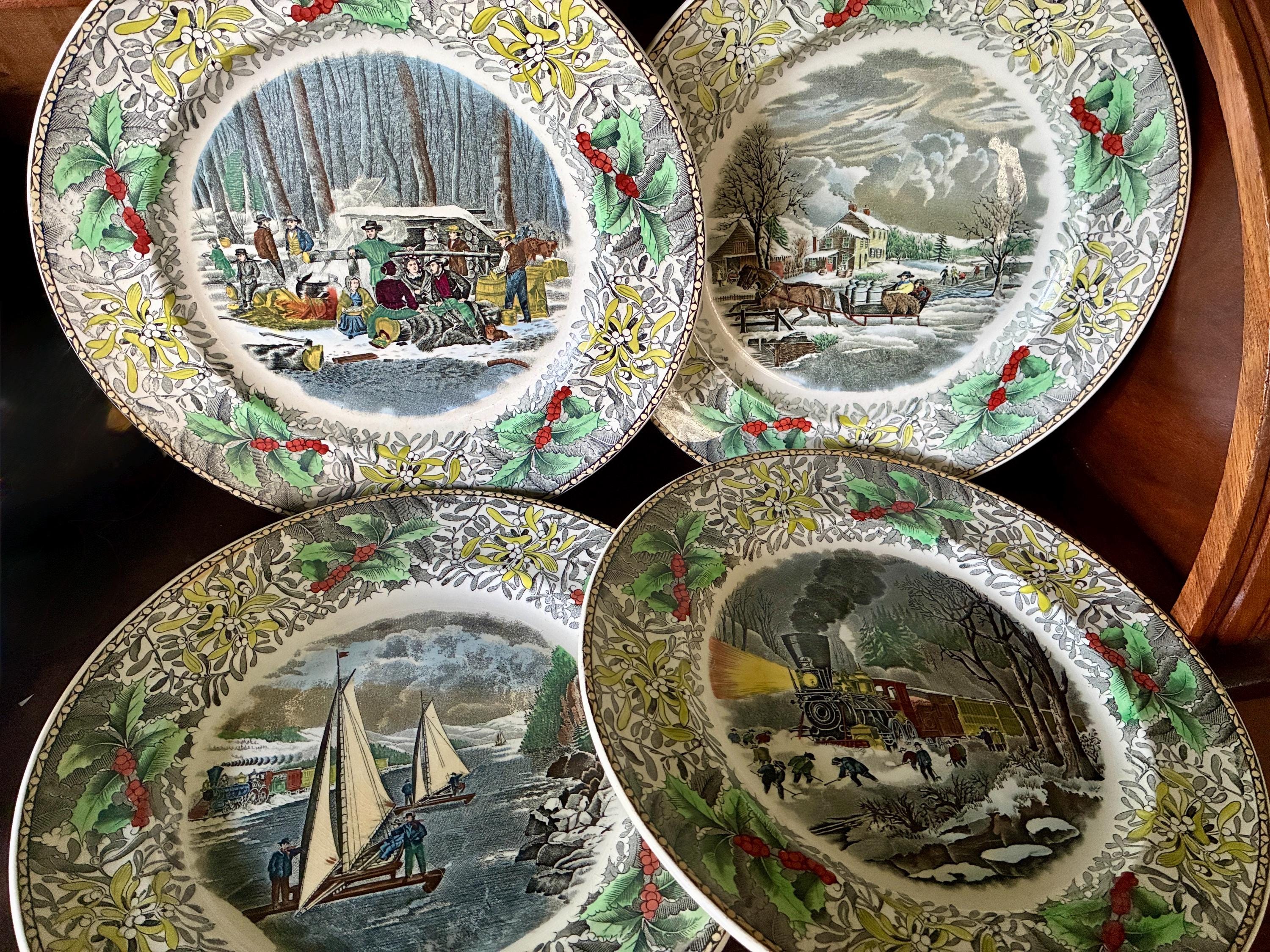 Antique China Set Winter Scenes - Etsy