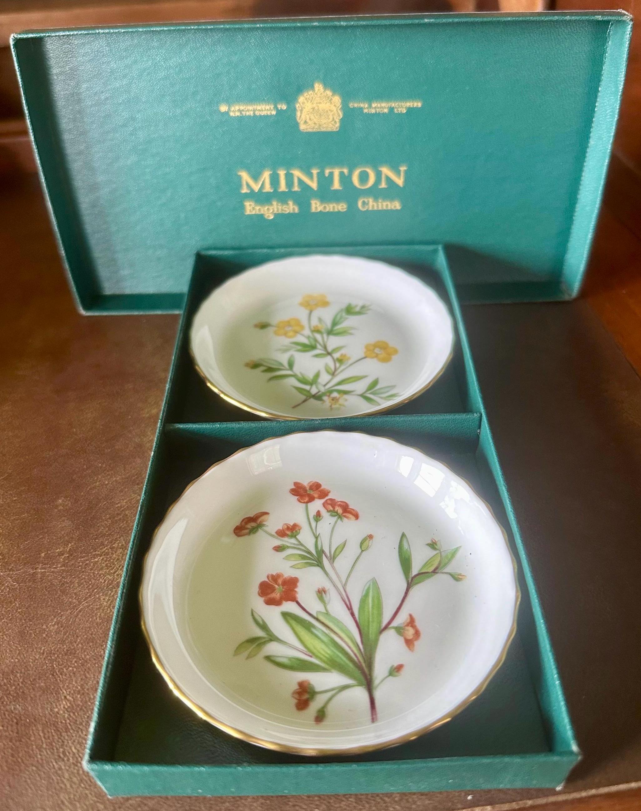 Minton Meadow Trinket Dishes Set: Fine Bone China in Original Box 