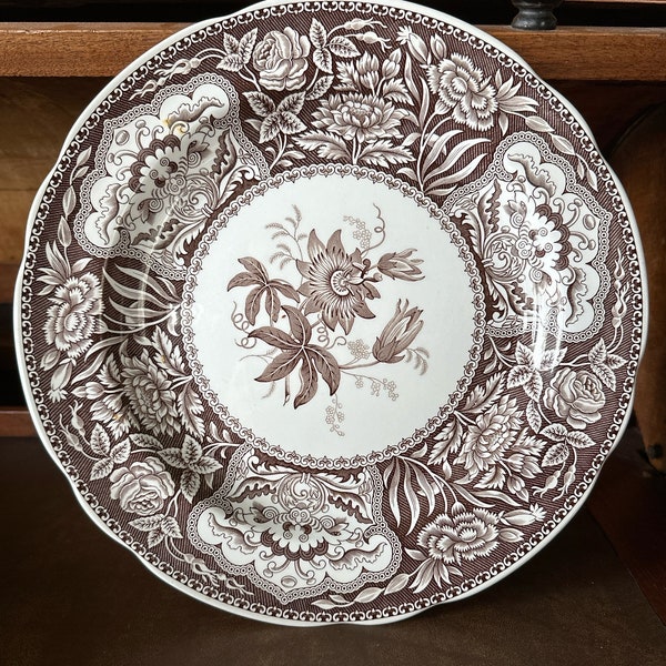 Spode Archive Collection Georgian Series “Floral” brown transferware dinner plate