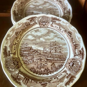 Set of 4 vintage J & G Meakin “American Legend” ironstone dinner plates