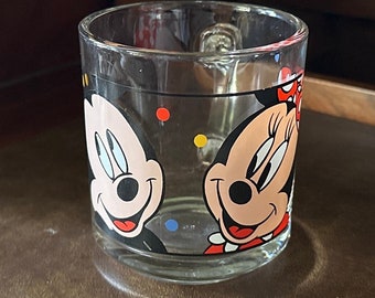 Vintage Anchor Hocking Disney Mickey & Minnie glass coffee mug