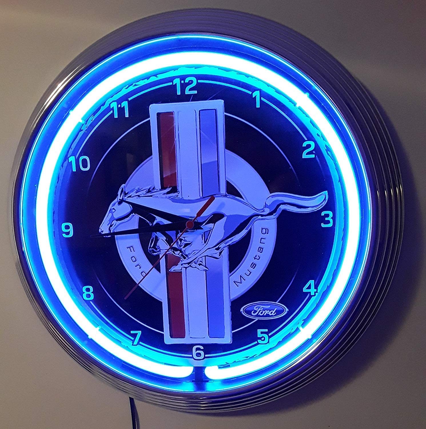Neon Watch FORD MUSTANG BADGE 38 cm Wall Clock Illuminated Etsy