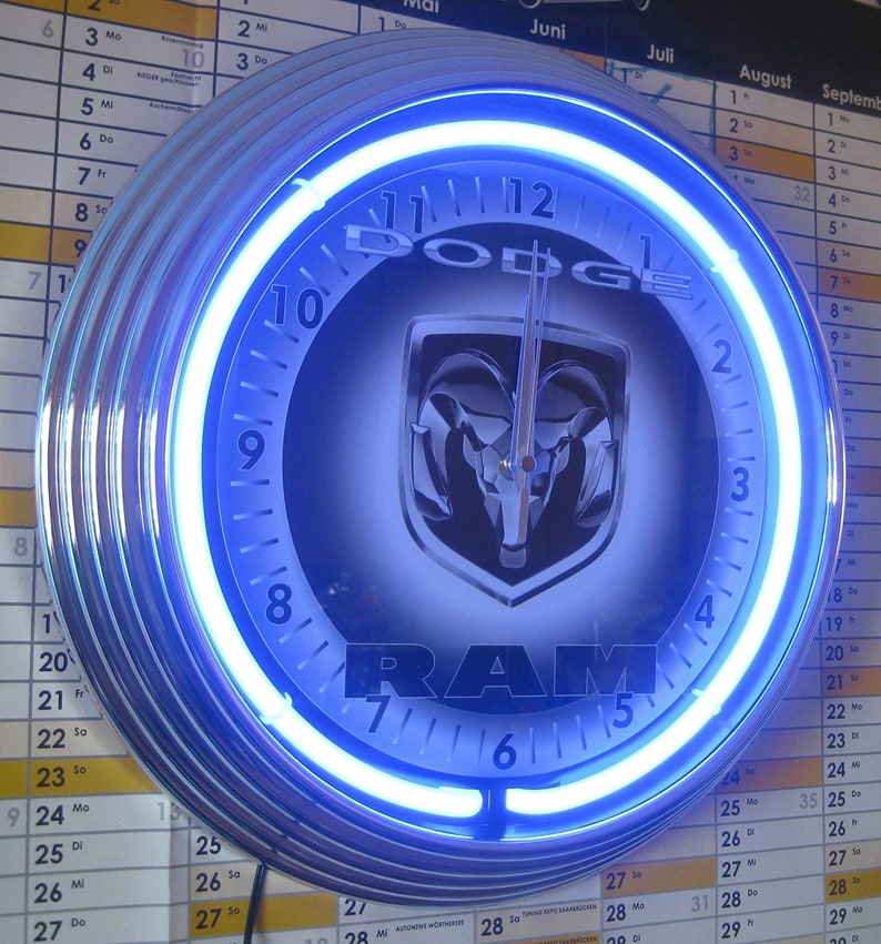 Wall Clock DODGE RAM SIGN 38 cm Wall Clock Illuminated Neon Etsy