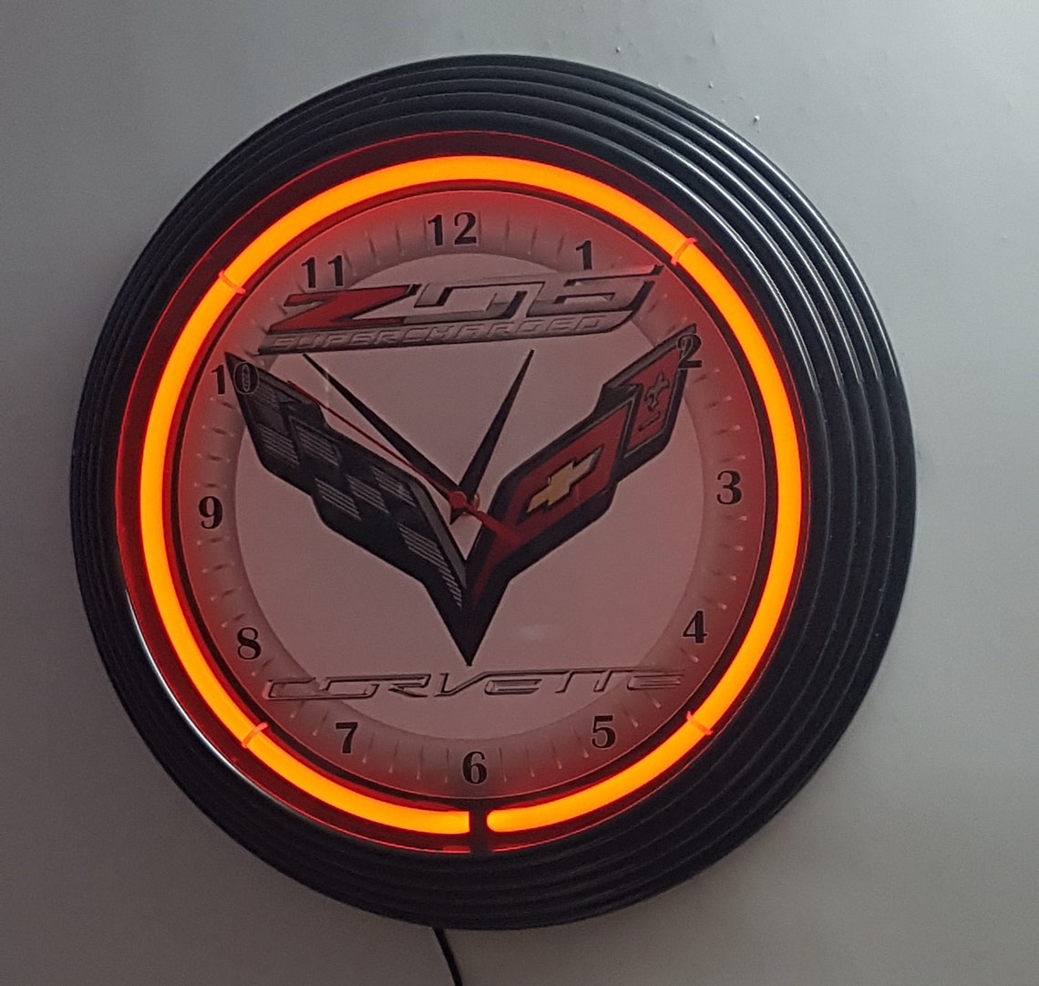 Wall Clock CORVETTE C7 Z06 38 cm Wall Clock Illuminated Neon Etsy