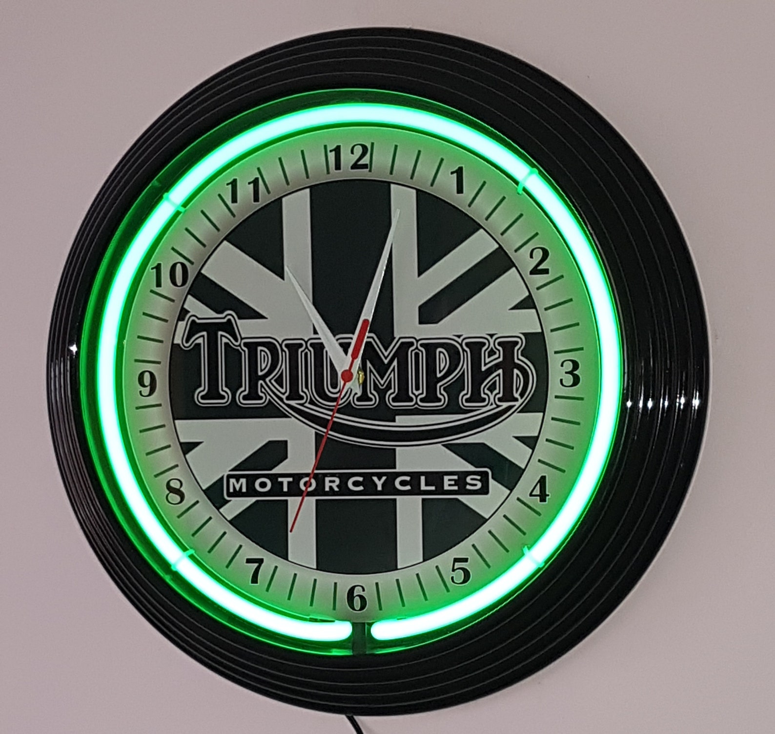 Wall clock TRIUMPH MOTORCYCLES British Green Union Jack Flag Etsy