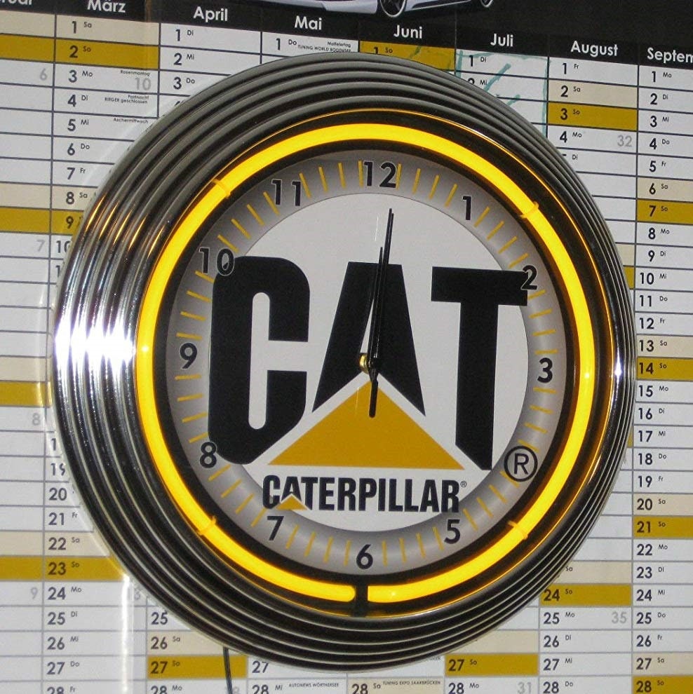 Wall Clock CAT CATERPILLAR SIGN 38 cm Wall Clock Illuminated Etsy