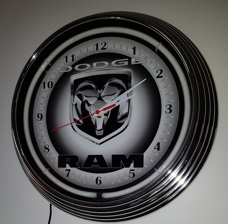 Wall Clock DODGE RAM SIGN 38 cm Wall Clock Illuminated Neon Etsy