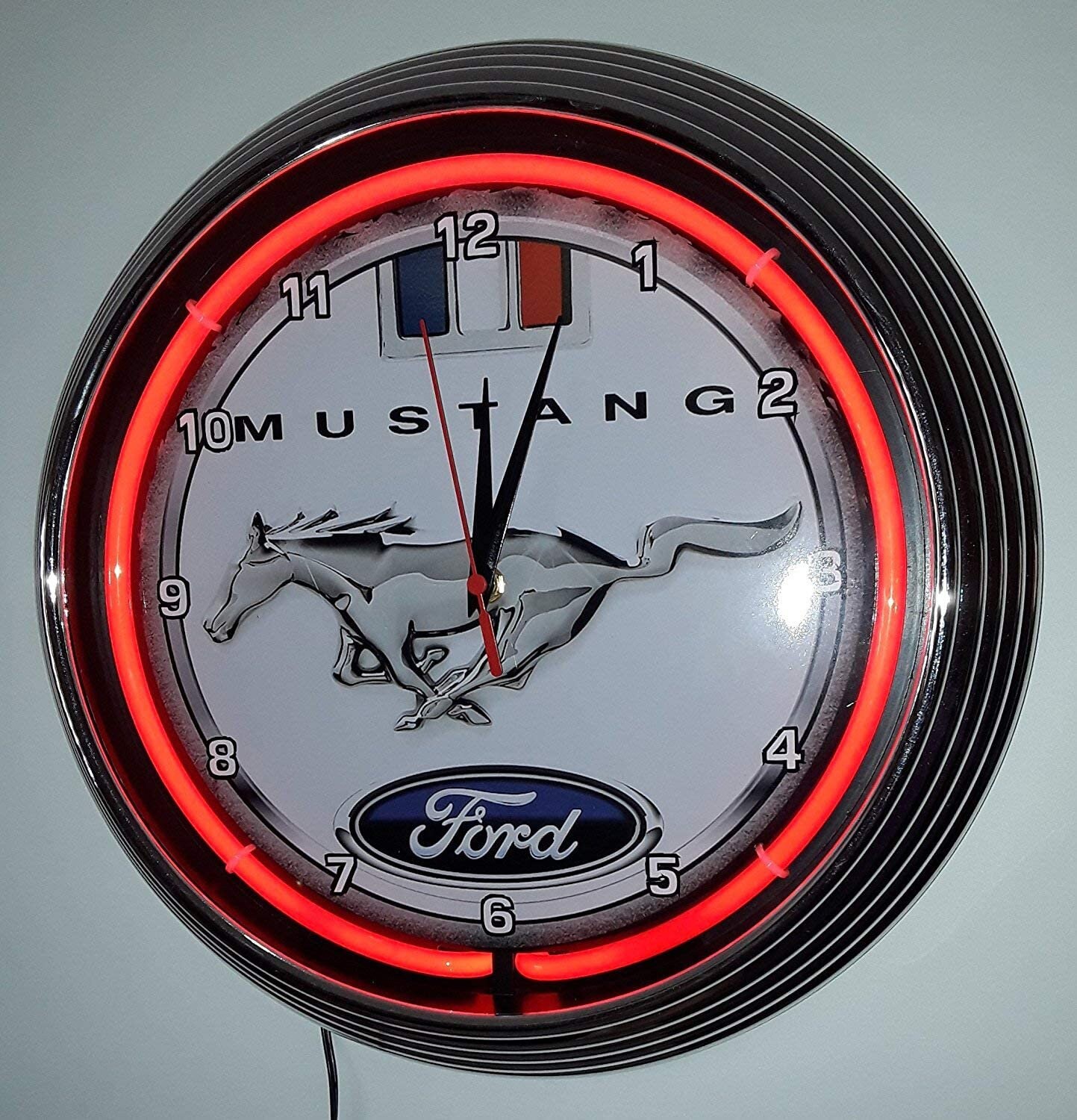 Neon Watch FORD MUSTANG WHITE 38 cm Wall Clock Illuminated Etsy