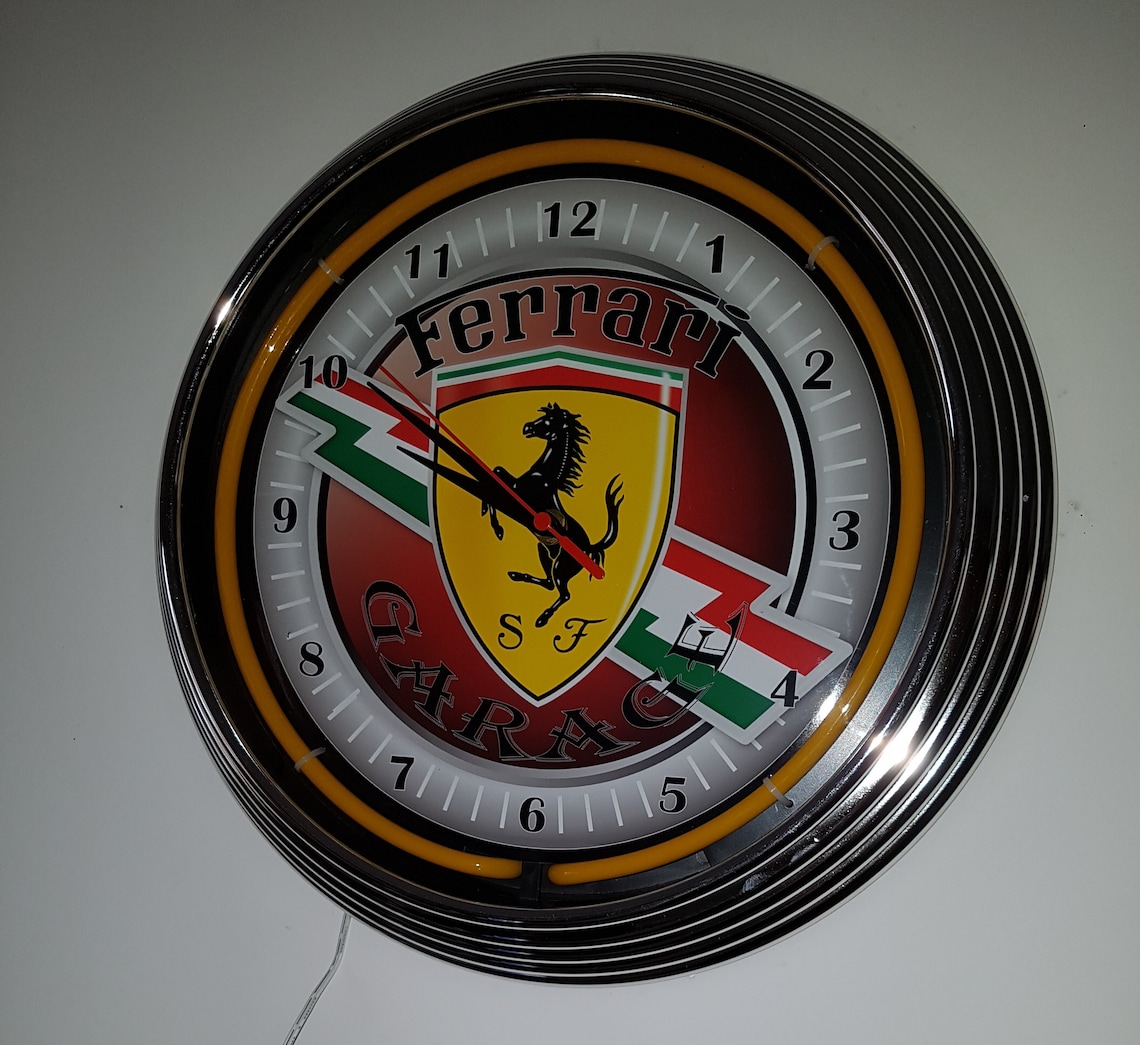 Wall clock CLASSIC Ferrari GARAGE 38 cm Wall clock Lighting Of Etsy