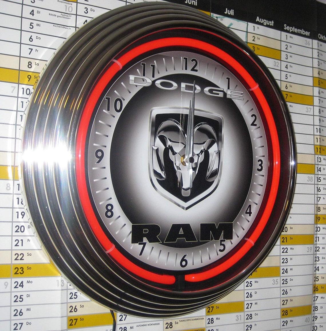 Wall Clock DODGE RAM SIGN 38 cm Wall Clock Illuminated Neon Etsy