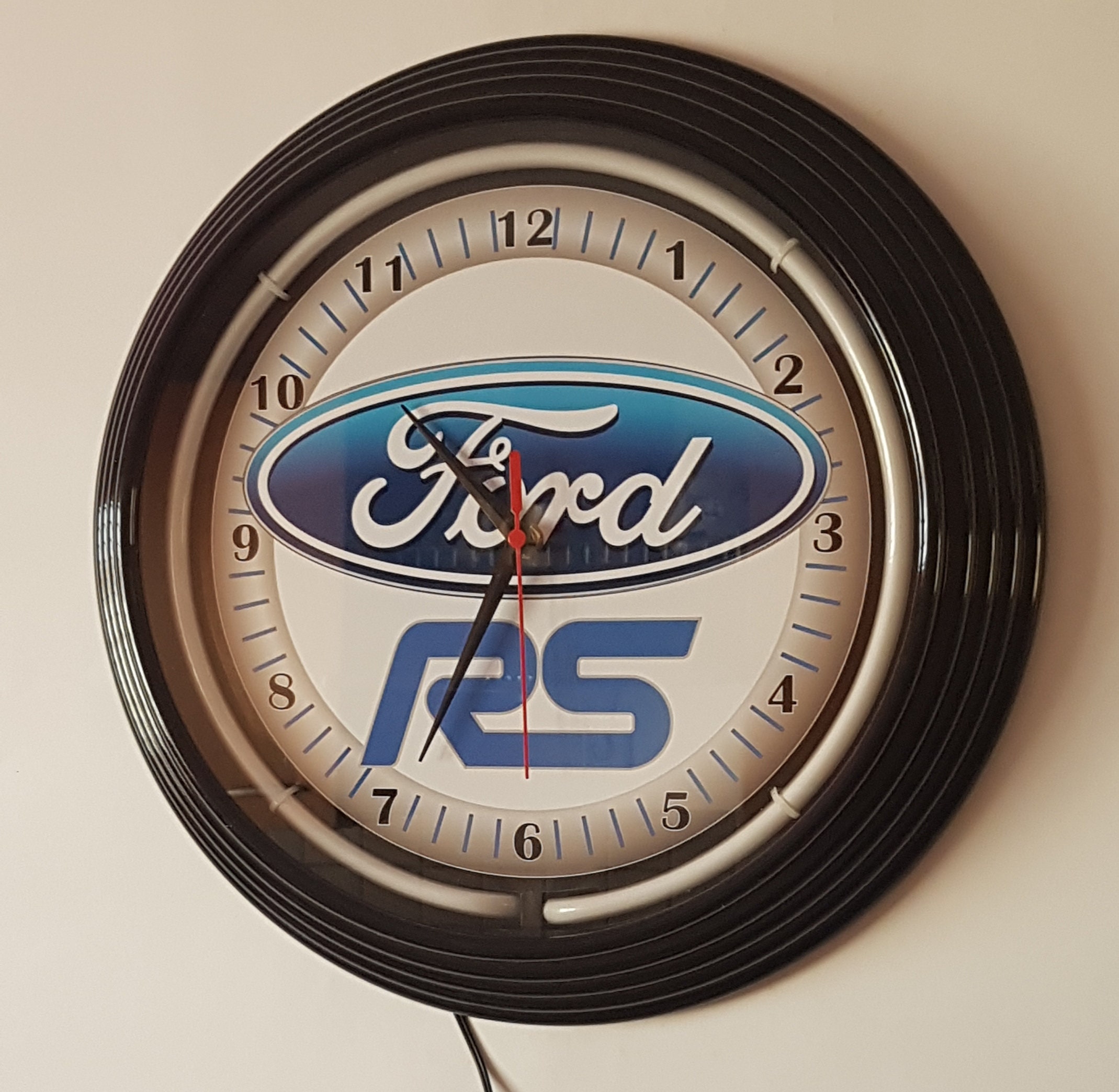 Wall Clock Ford RS 38 cm Wall Clock Illuminated Neon Blue Etsy