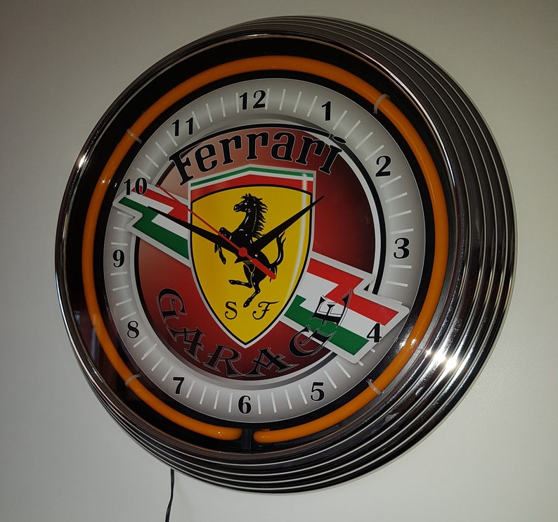 Wall clock CLASSIC Ferrari GARAGE 38 cm Wall clock Lighting Of Etsy