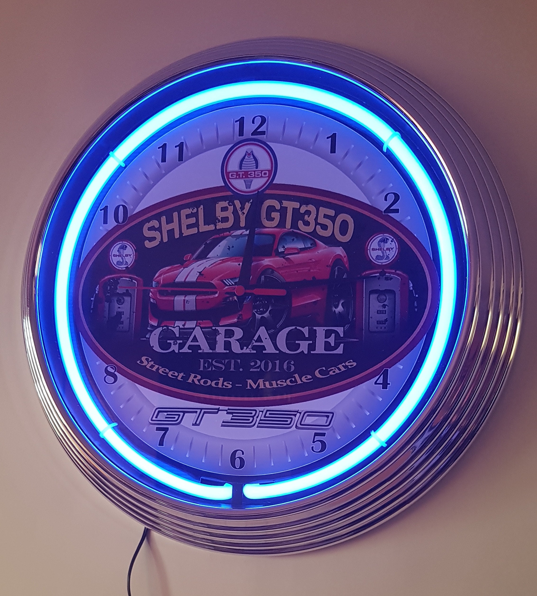 Wall Clock 2016 Red SHELBY GT 350 Blue Neon Rim Wall Clock 38 Etsy