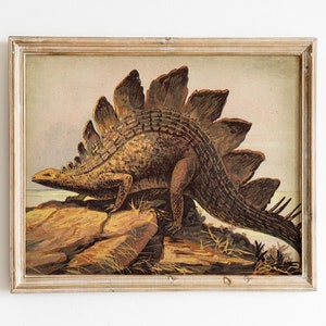 Dinosaur Stegosaurus Print, PRINTABLE Prehistoric Animal, Vintage Dinosaur Print, Dinosaur Illustration, Paleontology, Dinosaur Art