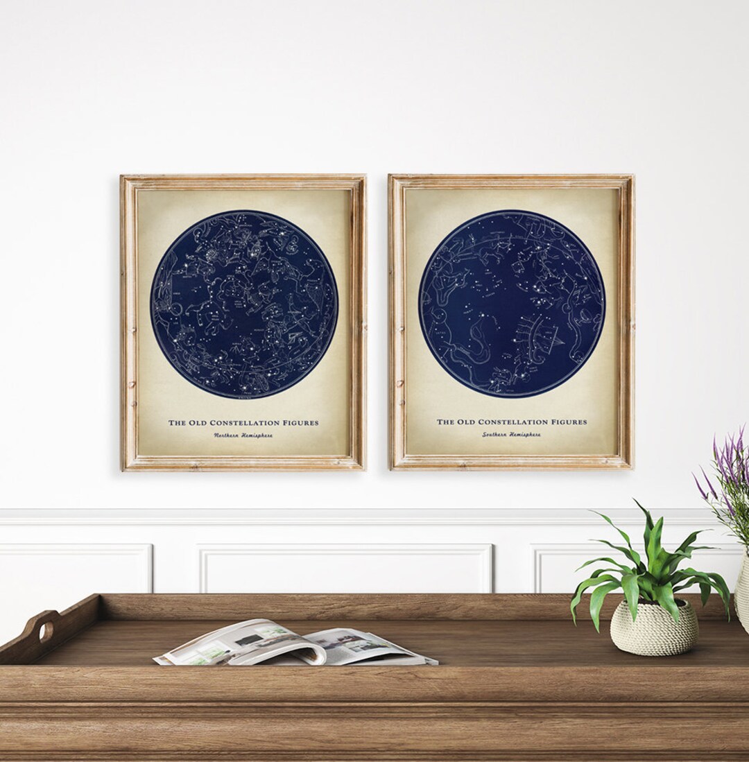 Astronomy Print, SET of 2 PRINTABLE Vintage Constellations Wall Art ...