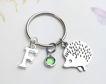 Hedgehog gifts, hedgehog keyring, personalized keychain, woodland animal, cute hedgehog key ring, hedgehog lover gift, special friend gift