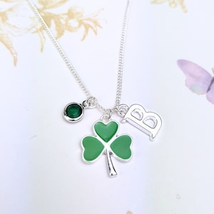 Shamrock jewelry, irish necklace, clover leaf, personalized gift, irish jewelry, shamrock green charm, floral jewelry, good luck pendant