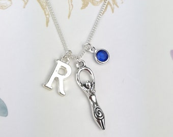 Personalised sterling silver goddess necklace, fertility symbol, spiritual protection gift, pagan necklace, greek goddess pendant