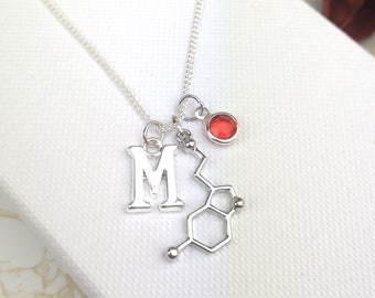Serotonin necklace, molecule necklace, personalized gift, chemistry, anatomy, health psychology gifts, doctor nurse gift, graduation gift