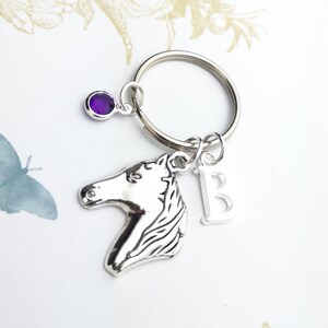 Horse head keychain, gift for horse lover, personalized keychain, initial keychain, equestrian, horse, western jewelry, custom keychain