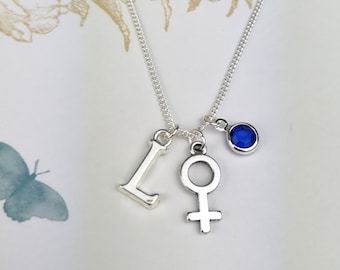 Feminist necklace, feminist jewelry, venus symbol, lesbian girlfriend gift, feminist gifts, sterling silver necklace women, female gender