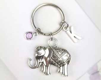 Elephant keyring, large elephant keychain, personalized keychain, special friend keychain, initial keychain, best friend gift, strength gift