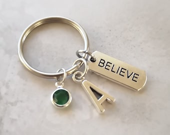 Keyring believe pendant, personalized keychain, believe keychain, friend gift, long distance relationship,  inspirational quotes, small gift