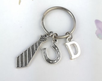 New job gift for him, congratulation on new job, going away gift, the office gift, personalised gift, initial keychain, colleague leaving