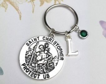 Christophorus Plakette Silber 3,8cm - Auto Glücksbringer Mit Leder Anhänger