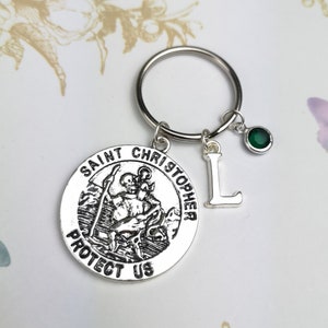 St Christopher keychain, St. Christopher medal, religious gift, personalized gift, wanderlust, drive safe keychain, medallion, patron saint