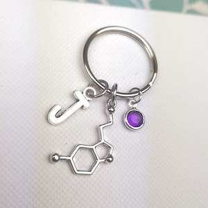 Serotonin keychain, serotonin molecule keyring, science jewelry, chemistry, thank you gift for doctor, anatomy gift, happiness mental health