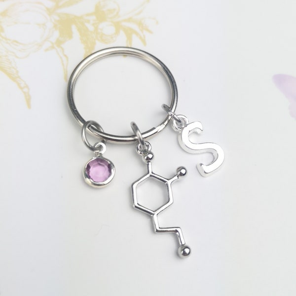 Dopamine keychain, dopamine molecule, love hormone, personalized gift, initial keychain, chemistry, dopamine, geeky gifts, biology gift