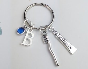 Dentist gift, graduation gift for dentist, dentist assistant gift, gifts for orthodontist, appreciation thank you gift, initial keychain