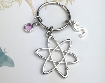 Atom keychain, science accessories, personalized gift, science gift, graduation gift, atom charm, chemistry gift, nerdy gifts, quirky gifts