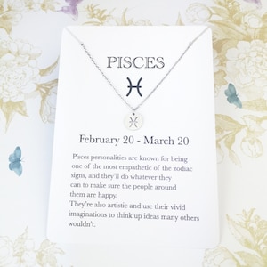 Pisces star sign necklace, Zodiac jewelry, astrology gifts, Pisces birthday gift, horoscope charm, sterling silver or stainless steel chain