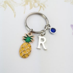 Pineapple keychain, pineapple gifts, fruit keychain, personalized gift, monogrammed keyring, initial keychain, pineapple party, small gift