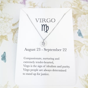 Collier signe astrologique Vierge, bijoux du zodiaque, cadeau astrologie, cadeau d&#39;anniversaire Vierge, breloque horoscope, cadeau d&#39;anniversaire pour femme ou homme