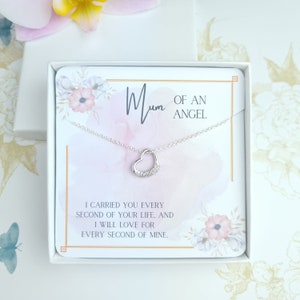 Fehlgeburt Halskette Geschenk, Mutter eines Engels Sterling Silber Herz Halskette, Nachricht Gedicht Karte Schmuck, Baby Verlust Andenken Geschenke, Gedenkstätte