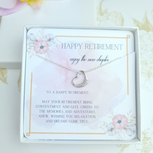 Cadeau de retraite pour femme, collier coeur en argent sterling pour une retraite heureuse pour collègues, idées cadeaux pour une retraite, départ d'un collègue