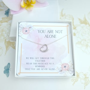 Denken Sie an Sie Geschenk, Sie sind nicht allein Sterling Silber Herz Halskette, gute Besserung Geschenk für Krebs Brustkrebs Kriegerin, haben Sie diese