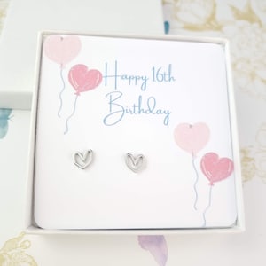 16.Geburtstag Geschenk für Teenager Mädchen, Herz Ohrstecker, süße 16 Geburtstag, sechzehnte Geburtstag Königin, Geburtstagskind Tochter, Freund, Cousin