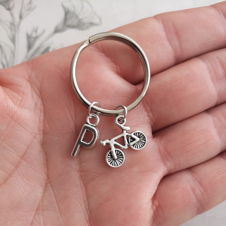 coworker gift cycling small gift sports lover Custom keychain personalized keychain MTB boyfriend monogram keychain bike keyring