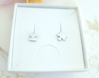 Jigsaw stud earrings, mismatched puzzle piece studs, small and cute stud earrings for girls, daughter, niece, friend birthday gift