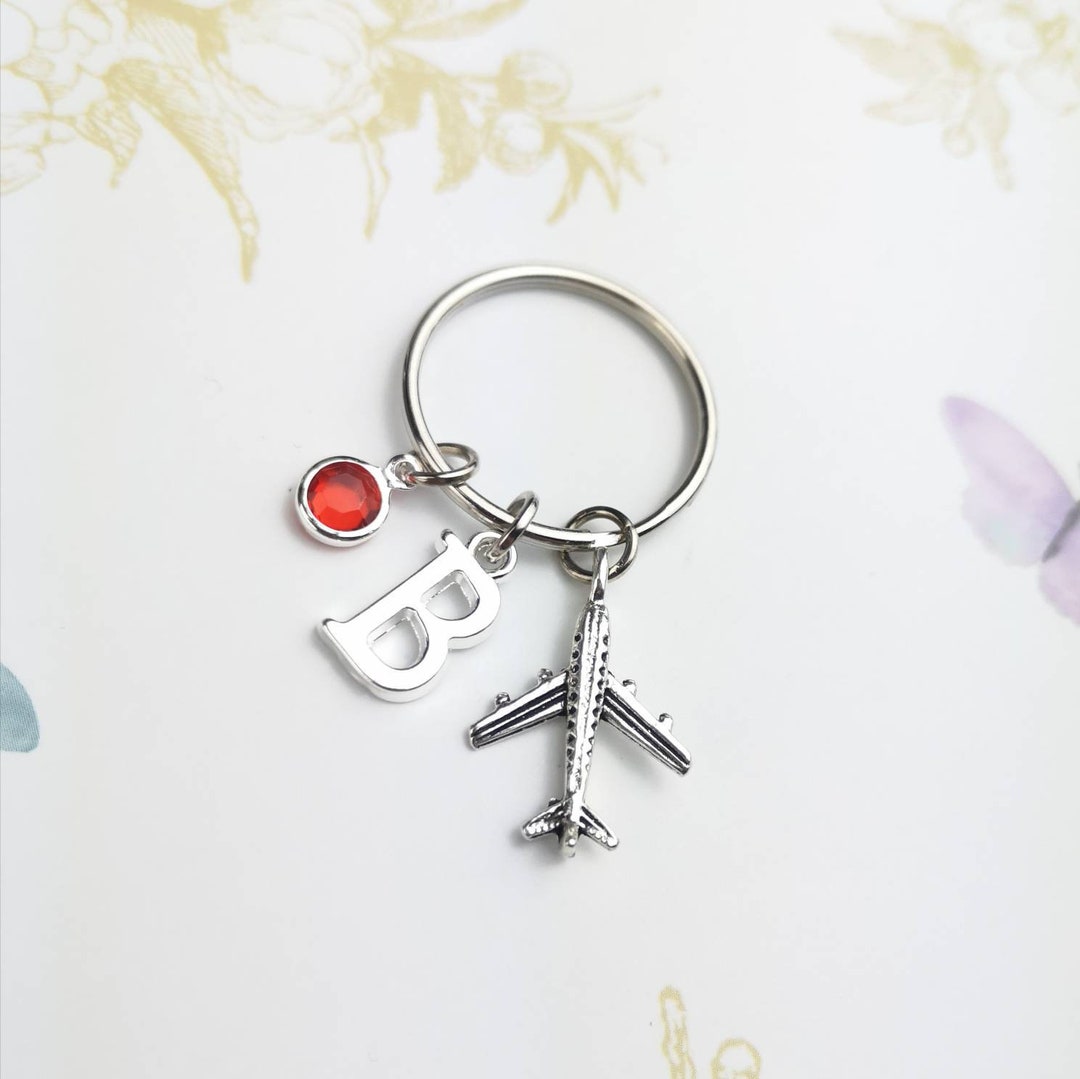Airplane Keychain, Monogram Keychain, Personalized Keyring, Travel Gift ...