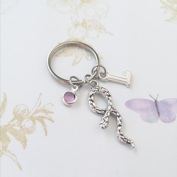 Snake Keychain Serpent Keyring Personalized Gift Initial Etsy
