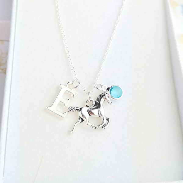 Horse necklace, personalised gift, sterling silver necklace, horse lover gift, equestrian gifts, cowgirl jewelry, horse race, riding school