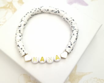 Nana bracelet, custom name bracelet, personalised gift for grandma, customised beaded jewellery for grandmother, stackable bracelet