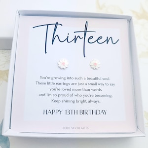 13. Geburtstagsgeschenk für Mädchen, Sterling Silber Gänseblümchen Ohrstecker, drehen 13 Teenager Mädchen, Meilenstein Geburtstagsgeschenk für Tochter