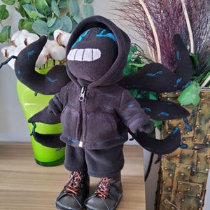Nightmare Sans plush toy. All parts of the doll's clothes are removable, arms, legs and head are movable. Doll size: 35cm. ( 14 inch )