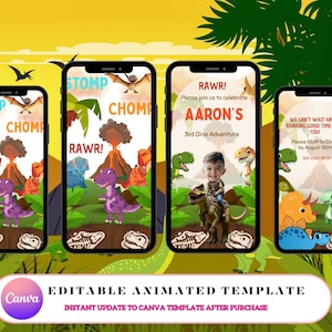 T-Rex Dinosaur Birthday Video Invitation: Animated Dino Party Evite (Free Photo Add-on)